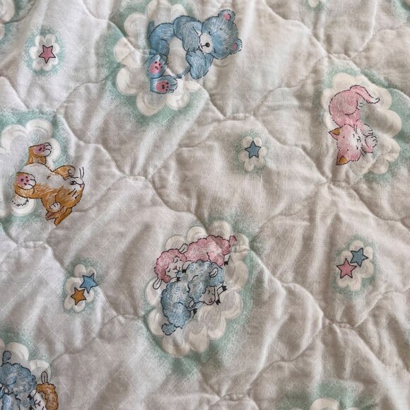 Vintage Kitsch Pastel Animal Crib Quilt Bedding - Picture 7 of 8